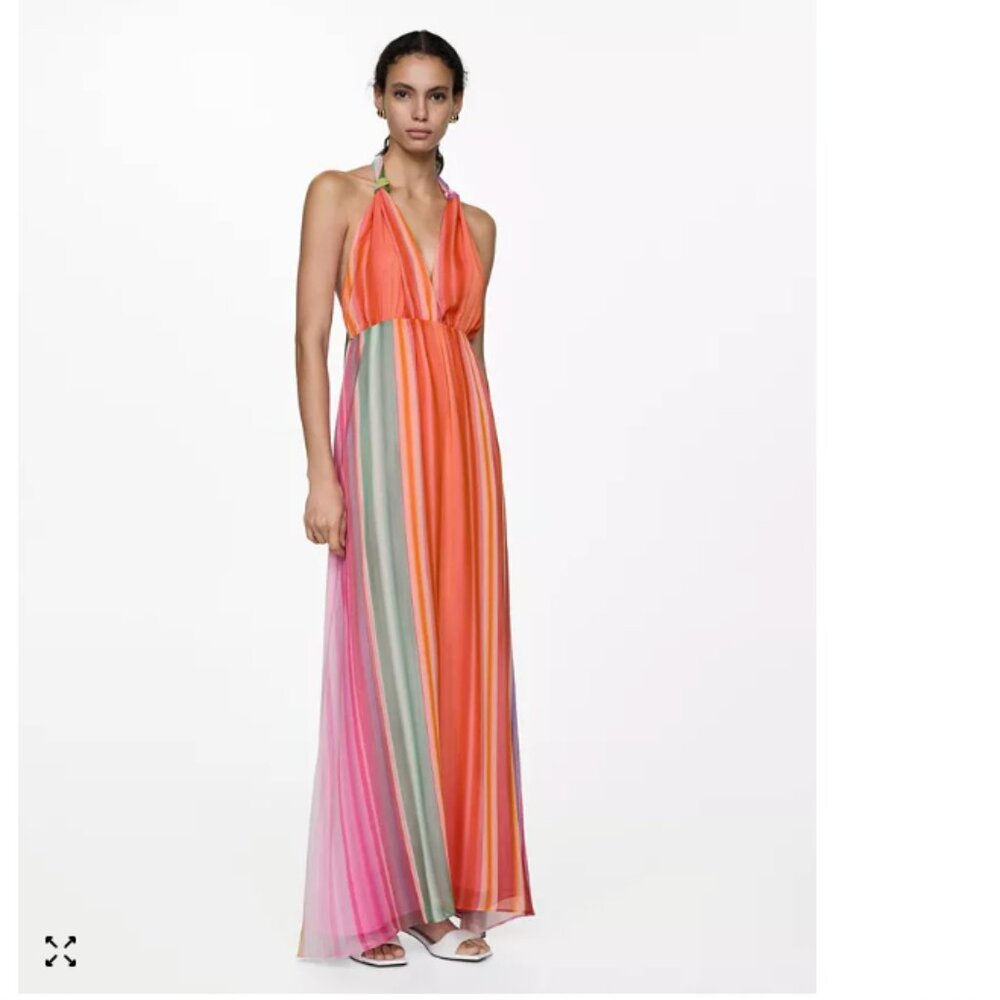 Mango Multicolor Striped Maxi Dress